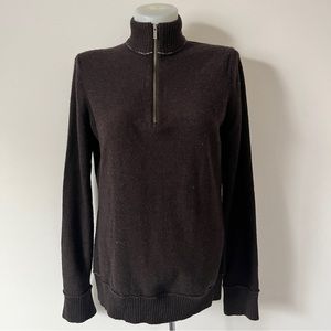 Smartwool Classic Thermal Merino Base Layer 1/4 Zip Brown Long Sleeve Sweater L